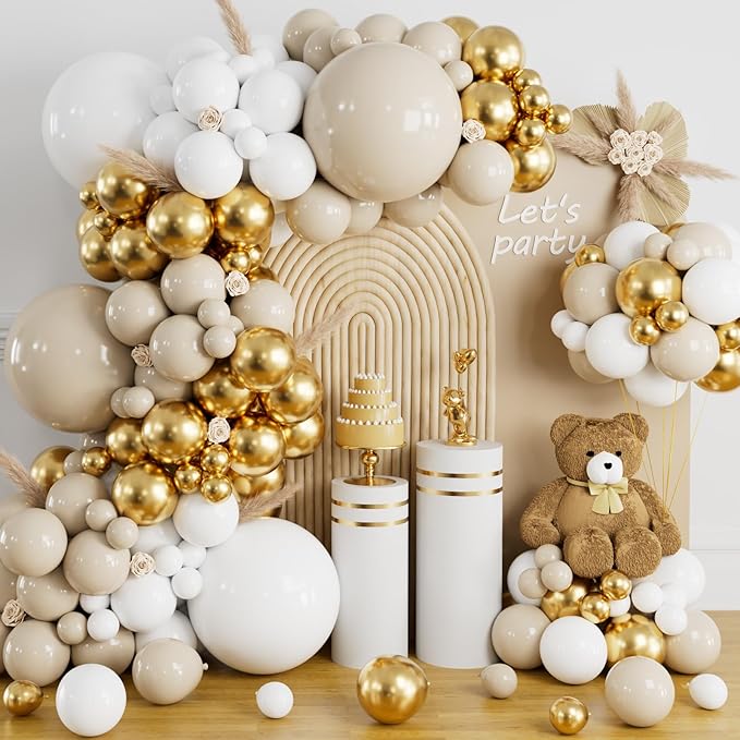 Sand White Latex Balloons 12 Inch 100 Pack Matte Latex Balloons for White Theme Birthday Party Wedding Baby Shower Decorations