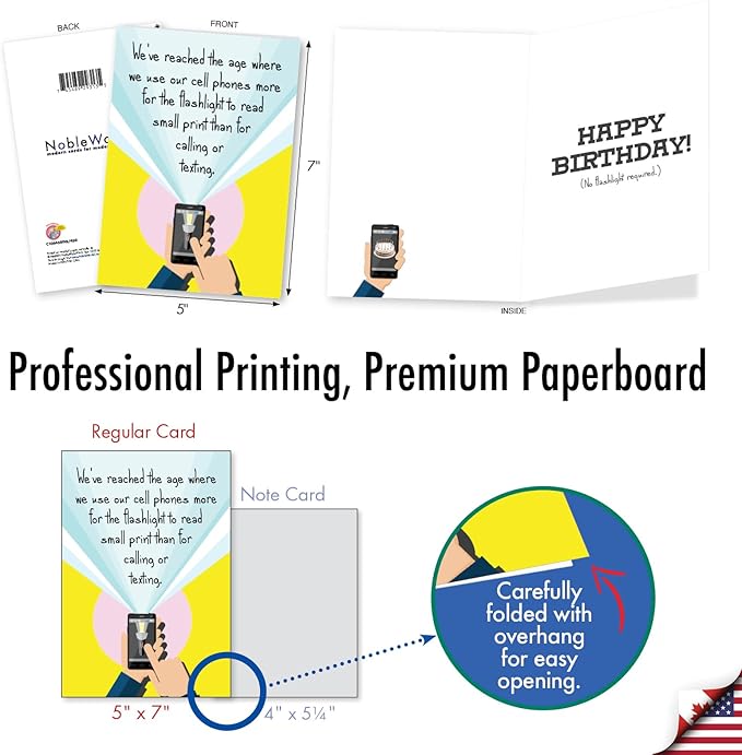 NobleWorks Funny Birthday Greeting Card with 5 x 7 Inch Envelope (1 Card) Bday Phone Usage C10665BDG