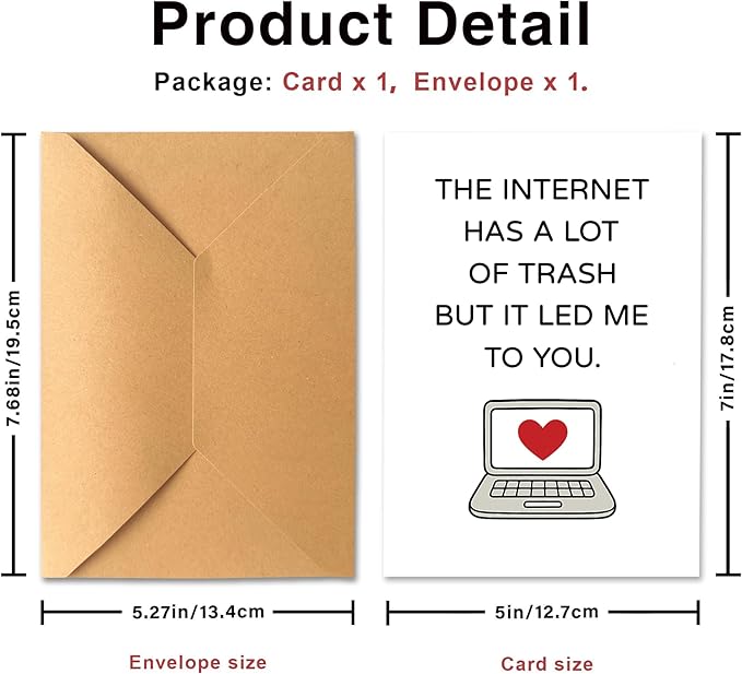 KINGNAME Funny Internet Love Card, Online Dating Humor Card for Partner, Cute Tech-Themed Romantic Card for Him Her