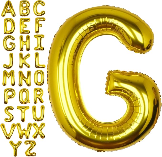 40Inch Gold Letter G Balloon Foil Helium Letter Balloons A-Z Giant Large Mylar Big Party Balloon for Birthday Party Decorations