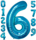 40 Inch Large Blue Number Celebration and Decoration Balloon for Birthday Parties, Graduations, Anniversaries, Weddings, Photo Shoots, Special Events - Helium Foil Mylar (Blue Number 6)