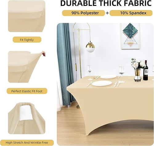 10-Pack 6ft Spandex Table Covers for Rectangle Standard Folding Tables - Wrinkle Resistant Stretch Tablecloths - Ultimate Fitted Table Protector for Parties, Banquet, Wedding