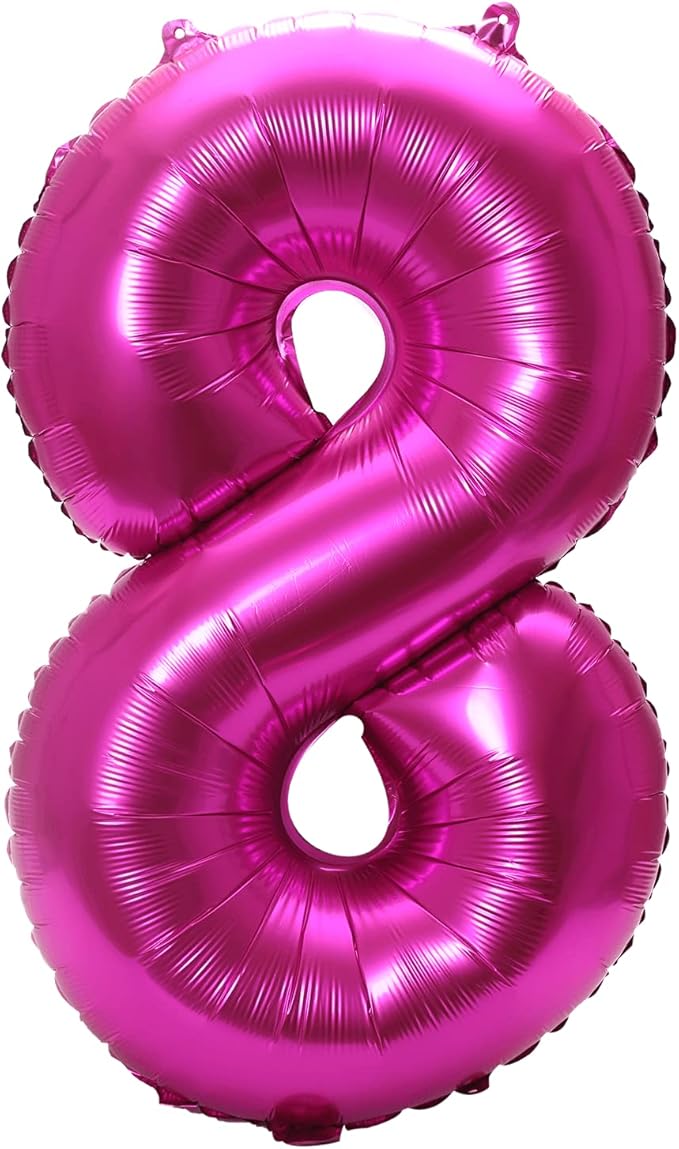 YPSelected 32 Inch Large Foil Helium Number Balloon Birthday Wedding Party 0-9 (Rose Red, 8)
