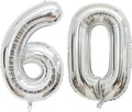 Giant Silver Number 60 Balloons, 40 Inch Jumbo Number 60, Large Foil Mylar Balloons for Girls Women 60th Birthday Party Decorations, 60 Anniversary Events Decorations