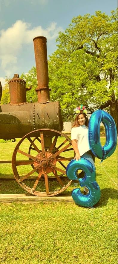 Large 40 Inch Blue 3 Number Balloon, 3 13 23 30 33 36 38 Blue Birthday Party Decorations, Numbers Three Foil Balloons for Anniversary Party Graduations Celebration Supplies