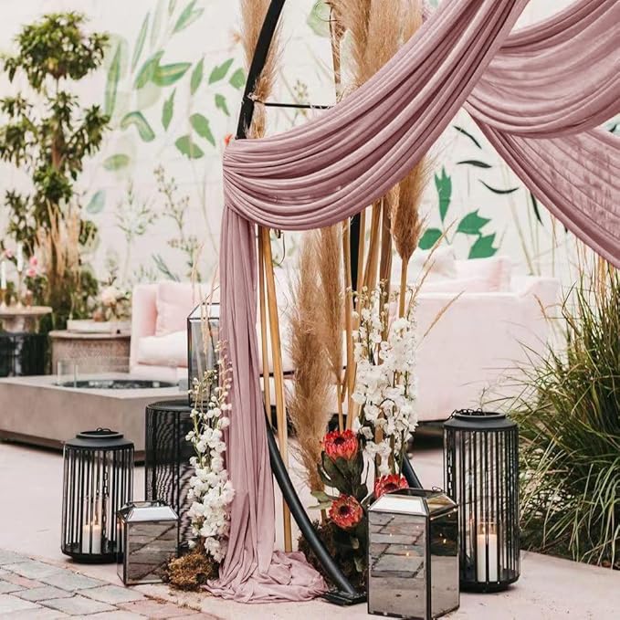Wedding Arch Draping Fabric 30'' x 18FT Sheer Chiffon Arch Drape Backdrop 1 Panel Dusty Rose Drape for Easter Bridal Shower Photo Booth Church Decor Birthday Party Outdoor Decoration