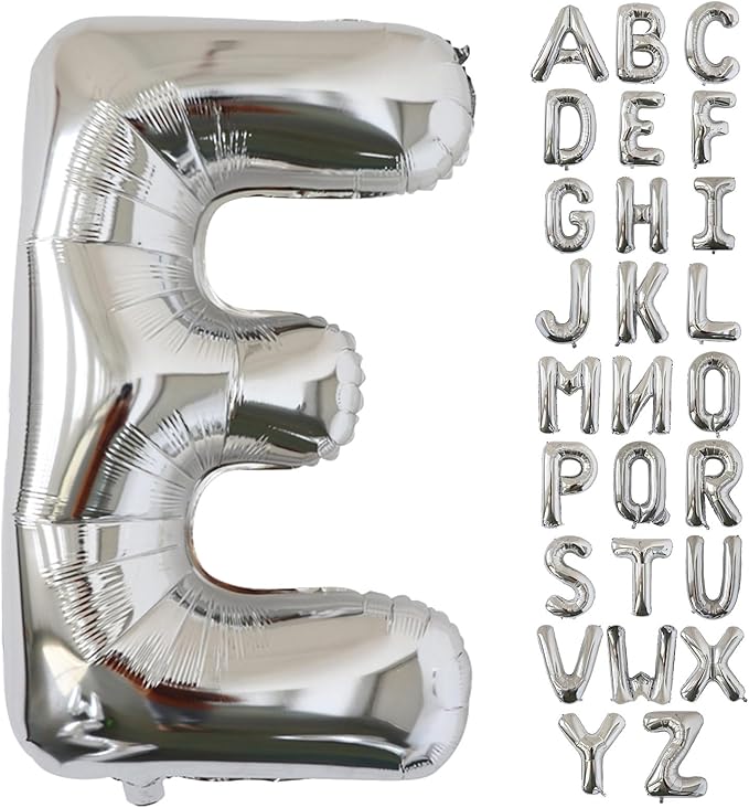 KALOR 40 Inch Silver Letter E Balloons Jumbo Foil Mylar Helium Big Balloons for Birthday Party Anniversary Baby Shower Supplies