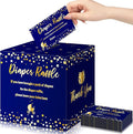 Funrous 51 Diaper Raffle Tickets with Box for Baby Shower Game Invitations Diaper Raffle Card for Gender Reveal Baby Shower Party Decoration Table Centerpiece(Navy, Gold)