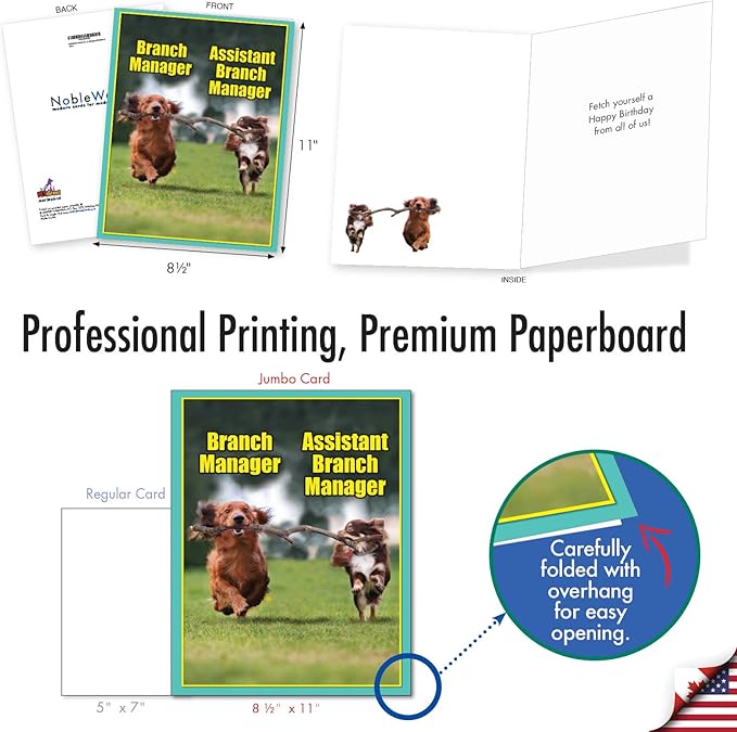 NobleWorks Oversize Humorous Birthday Greeting Card From Us 8.5 x 11 Inch with Envelope (1 Pack) Large Jumbo Bday Branch Managers J4672BDG-US