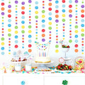 5 Pcs Colored Garland Glitter Colorful Circle Dots Garland, PLULON 65 Ft Hanging Paper Polka Dot Streamer Backdrop Banner for Party Decor Birthday Baby Shower Classroom Stitch Party Supplies