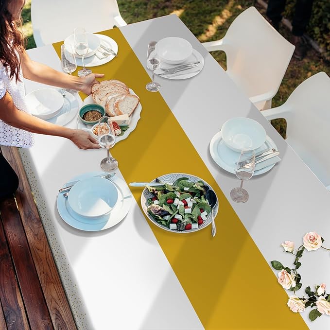 Childom 3 Pack Graduation Tablecloth,Graduation Decorations Class of 2026 Graduation Party Decorations,54"x108" White and Gold Plastic Table Cloth Disposable for Home,School,Birthday,Wedding,Parties