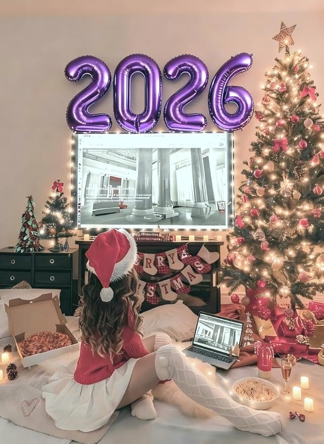 2026 Purple Balloon Numbers 40 Inch, Nye Decor Party Decorations Happy New Year, Class of 2026 Decorations Party Supplies