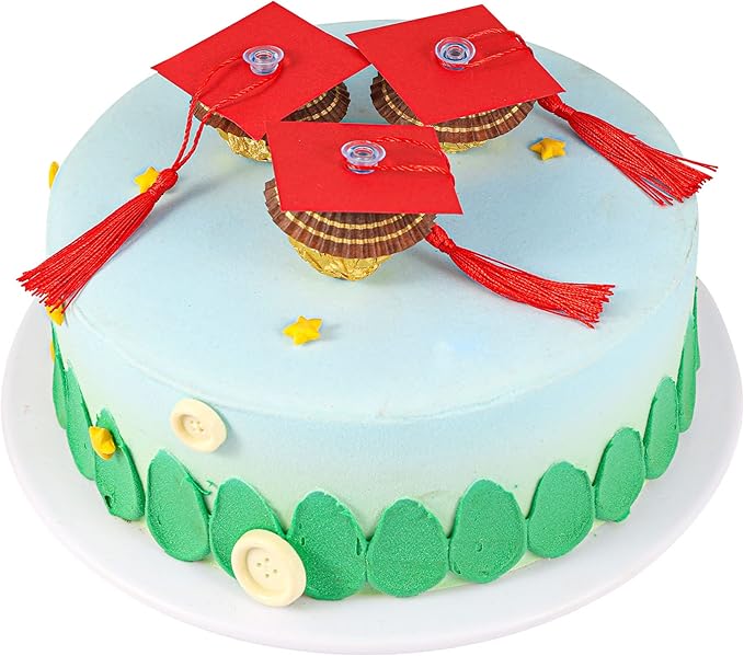 Gyufise 36Pcs 2026 Graduation Cap Cupcake Toppers with Tassel Adhesive Dots Chocolate Decorations Class of 2026 Congrats Grad Cap Cupcake Decorations for 2026 Graduation Theme Party Supplies Red