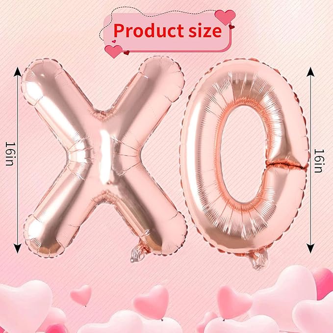 Soochat XOXO Balloons Valentine Letters Mylar Foil Balloons Engagement Valentines Day Wedding Marriage Bridal Shower Birthday Party Decor Photo Props Decorations (Rose Glod)
