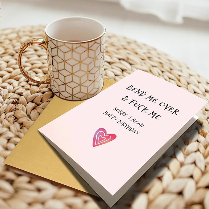 Chenive Dirty Birthday Card for Husband Boyfriend, Rude Husband Birthday Card from Wife, Naughty Boyfriend Birthday Card from Girlfriend, Funny Sexy Bday Card for Him, Bend Me Over & Fuck Me