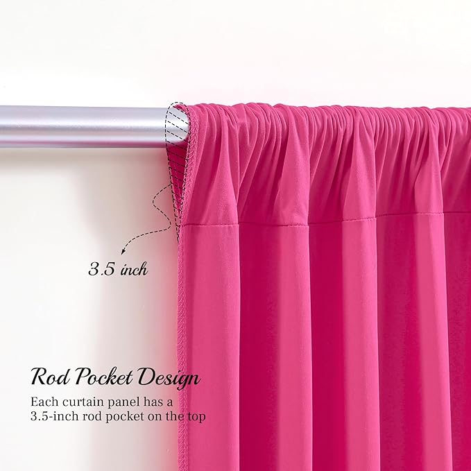 8x10FT Hot Pink Backdrop Curtains for Wedding Parties, Wrinkle Free Polyester Fuchsia Photography Backdrop Drapes for Baby Shower Birthday Parties Valentines Decorations 4x10ft,2 Panels
