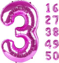 40 Inch Rose Purple Large Balloon Number 3 Balloon,Jumbo Mylar Foil Helium Balloon for 3 13 23 33 45 53 Birthday Digital Balloons for Birthday Party,Wedding Anniversary Party Decorations