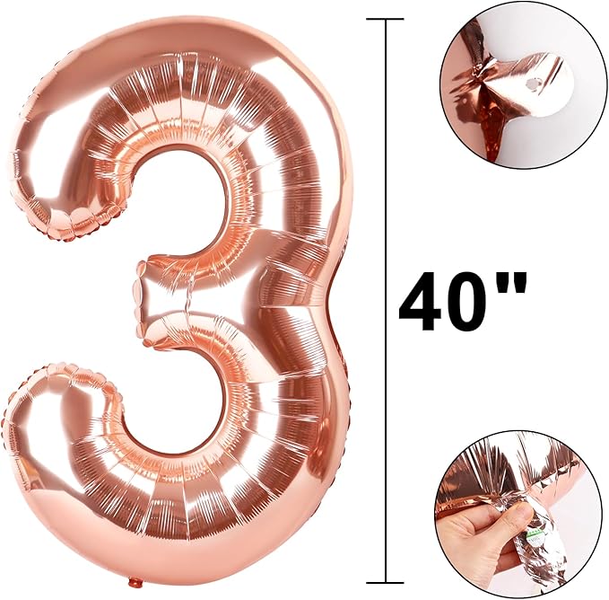40 Inch Rose Gold Balloon Number 30 Balloon,Jumbo Mylar Foil Helium Balloon for 30 Digital Balloons for Birthday Party,Wedding Anniversary Party Decorations