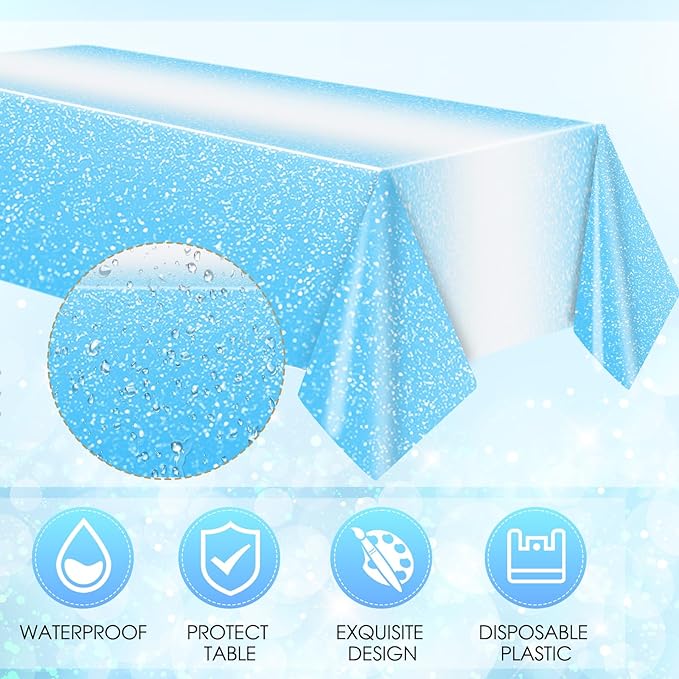 41Pcs Ombre Blue Party Supplies Disposable Tableware Set Gradient Light Blue Paper Plates Napkins Tablecloth丨Baby Shower Wedding Anniversary Man Birthday Party Decorations Supplies,Serve 20