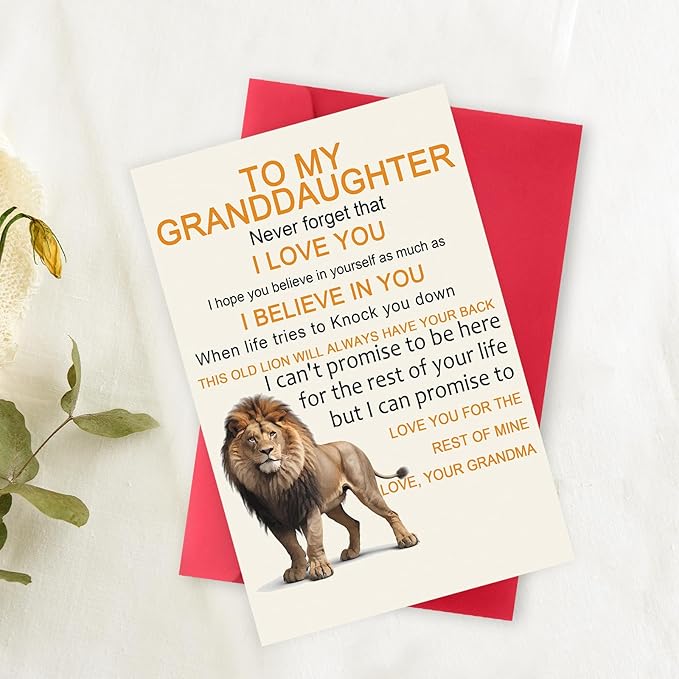 OJsensai Cute Birthday Card for Granddaughter, Best Gifts from Grandma Nana, Happy Birthday for Granddaughter Kids Adult