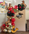 Derby Balloon Garland Arch Kt, 144pcs Red Black Gold Balloons with Rose Horse Horseshoe Foil Balloons for Run for the Rose Kentucky Party Rodeo Birthday Horse Racing Decorations