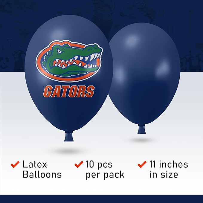 Florida Gators Balloons 10 Pack 11" Official Licensed Logos, Helium Quality Latex Balloons, Perfect for College Football Team Celebration, Decorated Front and Back by Westrick