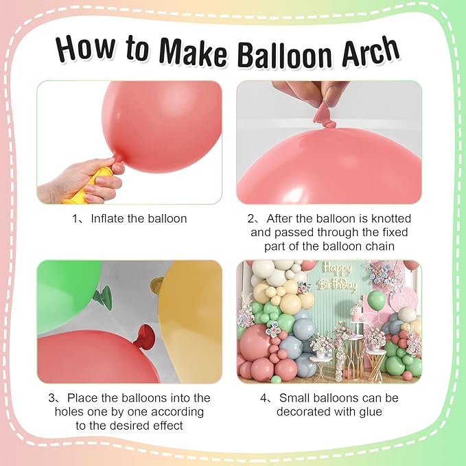 Pastel Balloon Arch Kit, Easter Balloons Garland with Dusty Pink Sage Green Ivory White Yellow Blue Balloons for Boho Baby Shower Flower Fairy Wedding Spring Birthday Easter Party Decorations