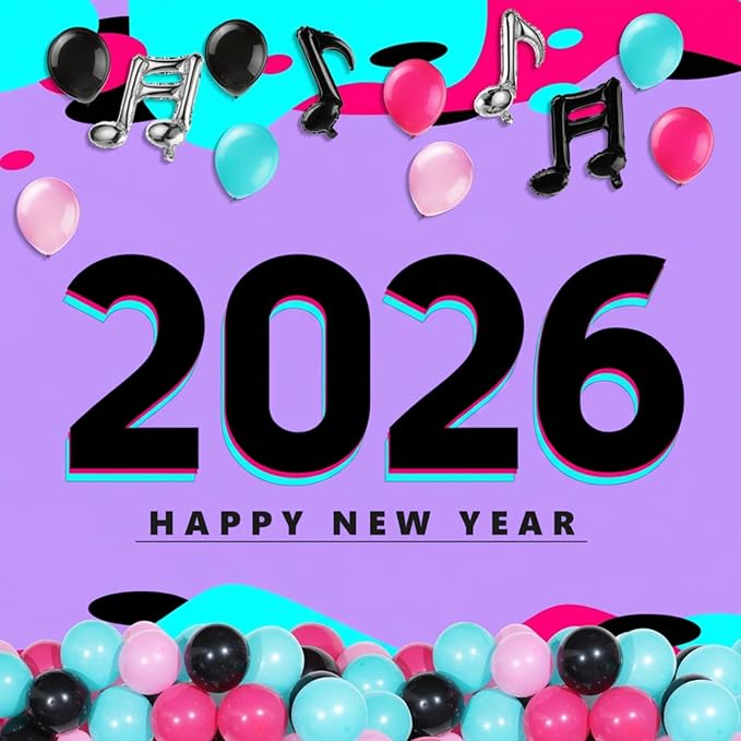 Sumind 144 Pieces Music Balloons Birthday Garland Kit Music Sign Foil 5 Inch 10 Inch Rose Red Black Blue Pink for Sock Hop Party, 1950s Party, K Pop Decorations, Birthday, Karaoke Supplies