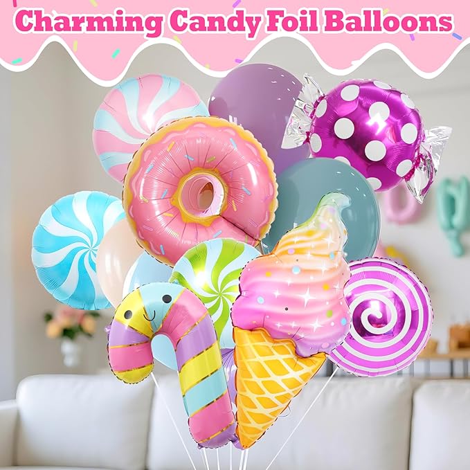 159 Candyland Party Decorations Two Sweet Birthday Party Supplies, Colorful Ice Cream Donut Balloon Arch Garland Kit Backdrop, Kid Girl Candy Party Decor