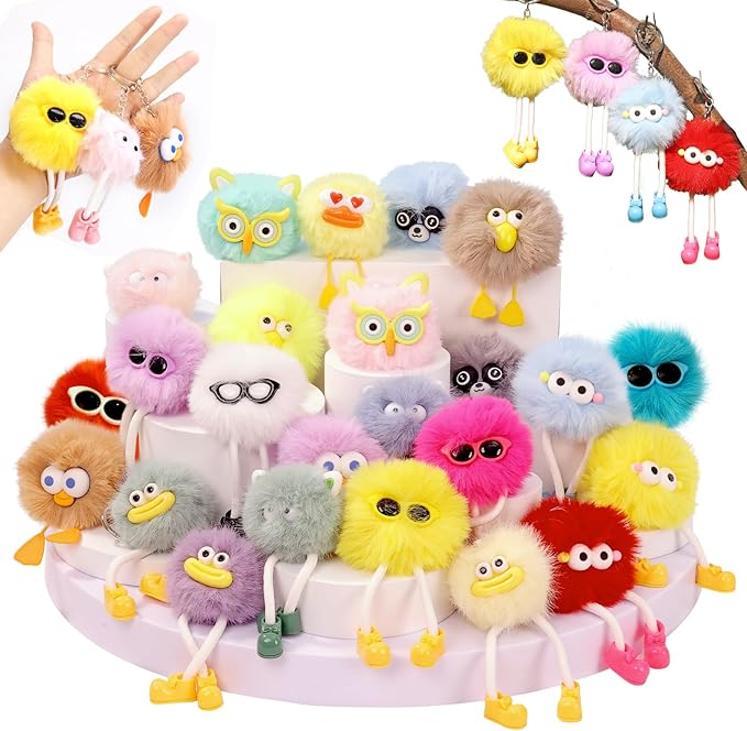 24 PCs Party Favors Keychains - Easter Egg Fillers for Kids Easter Egg Stuffers Classroom Goodie Bags Pinata Toys Classroom Prizes Elementary Carnival Prizes in Bulk