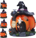 Halloween Statue Resin Luminous Witch Pumpkin Ornament Waterproof Halloween Pumpkin Decorations for Garden Outdoor Halloween Ornaments for Garden Haunted House Props Halloween Resin Ornaments Hallowee