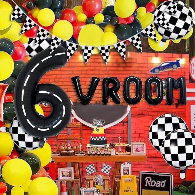 134pcs Race Car Balloon Birthday Party Supplies Decorations for Boys - Racing car Theme Party Supplies Happy Birthday Racecar Number Balloons Garland Kit Birthday Party (Single Number, 6)