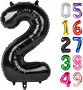 Black Number 2 Balloon 40 Inch, 2nd Birthday Decoration for Toddlers Girls Boys, Sparkling 2 Number Balloon Party Decor