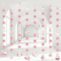 8 Pcs Easter Bunny Birthday Party Decorations Bunny Birthday Hanging Garlands Banner Pink Rose White Rabbit Paper Cutouts Streamer for Girls Wall Ceiling Decor Rabbit Party Supplies