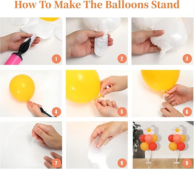Daisy Balloon Table Centerpieces Stand Kit 2 Sets, Boho Groovy Party Decortions with Flower Daisy Foil Balloons for Birthday Wedding Baby Shower Theme Party