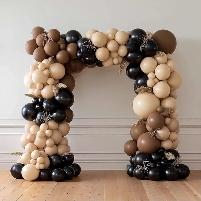160Pcs Black Brown Nude Balloon Garland Arch Kit Dark Brown Nude Tan Black Balloons for Boy First Rodeo Wild West Country Birthday Farm Fiesta Party Decorations