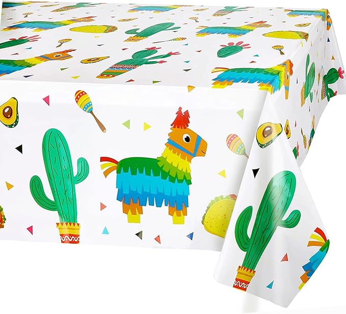 2pcs Cactus Llama Taco Table Cloth for Mexican Final Fiesta Party Decoration Bachelorette Party, Disposable Rectangle Cinco De Mayo Party Tablecovers, Summer Beach Mexican Party Party Supplies