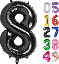 Black Number 8 Balloon 40 Inch, 8th Birthday Party Decorations for Children, Giant 8 Foil Balloon for Party Supplies
