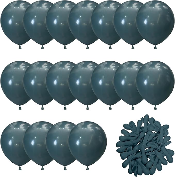 Slate Blue Balloons 60pcs 5inch Small Dark Teal Blue Dusty Blue for Balloon Garland Arch 5'' Round Mini Retro Ocean Sea Blue Latex Balloon for Birthday Party Decoration DIY Bear Baby Shower Wedding