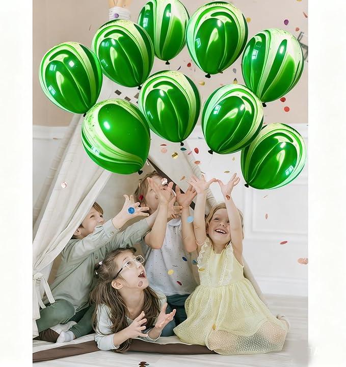 Green Marble Balloons Marbled Agate Latex 12 Inch 50 PCS Swirl Balloons for Tie Dye Party Chrismas Decoration Summer Jungle Rain Forest Themed Event
