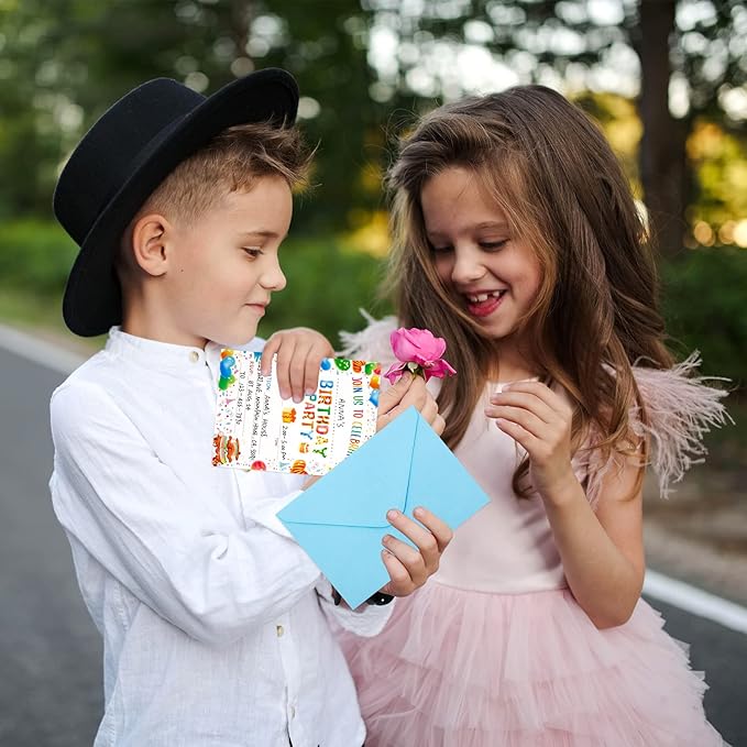 Fancy Land Birthday Invitations with Envelopes 20PCS Kids Birthday Party Invitations for Boys and Girls Birthday Party Supplies
