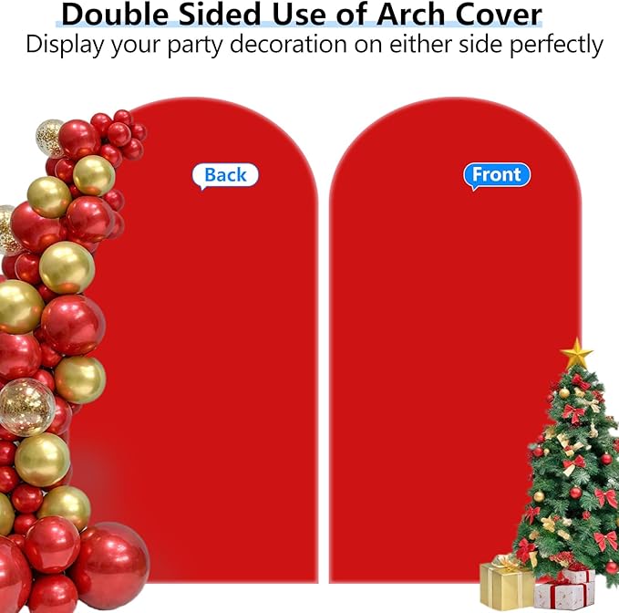 HEMMOTOP Red Arch Cover 7.2 ft (No Arch Stand), Spandex Wedding Balloon Stretchy Arch Backdrop for Christmas, New Year, Valentine's Day, Party, Ceremony, Birthday, Baby Shower, Anniversary Decoration