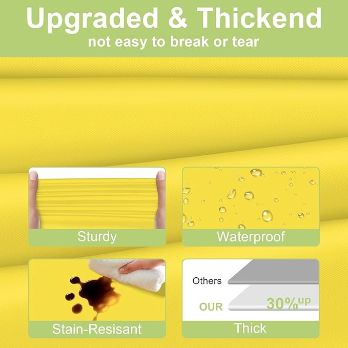 QIKSION Yellow Plastic Table Cloth Disposable 3 Pack, 54 x 108 Inch Tablecloths for Birthday Party, Easter Decorations, Rectangle Table Cover