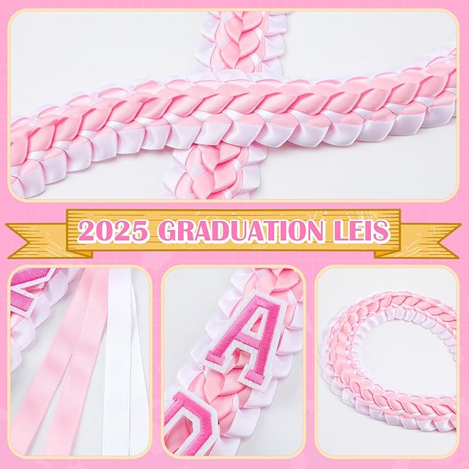 Hotop 2026 Graduation Leis Class of 2026 Grad Ribbon Money Lei Handmade Double Braided Necklace for Graduation Gifts Supplies
