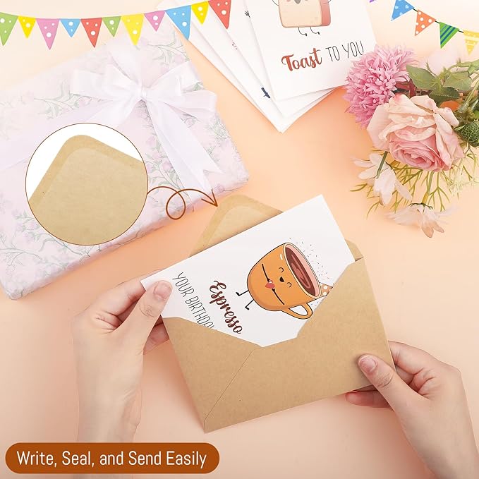 40 Birthday Cards with Envelopes & Stickers Set, 4"x6" Funny Bulk Birthday Card 20 Unique Designs Cute Handmade Greeting Card for Kids, Women, Friends, Family, Work & Office