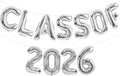 TONIFUL Silver Class of 2026 Graduation Balloon Banners Foil Balloons Decorations 2026 Congrats Grad Balloons for Class of 2026 Congratulation Graduations Party Supplies