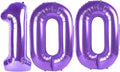 Purple Jumbo Number 100 Balloon 40 Inch, Women Men 100 Birthday Supplies, Foil Helium 100 Birthday Giant Balloon, Mylar Purple Number Balloons Anniversary Decorations