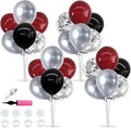 TONIFUL 4 Set Burgundy Red Black Silver Balloon Stand Centerpiece Table Decorations for Graduation Decoration 2026,Christmas Party Decoration,Casino,Halloween,New Year,Anniversary,Birthday Decorations