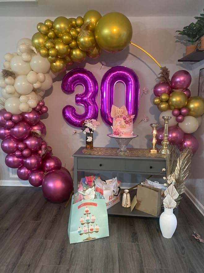 Number 0 Balloons 40 Inch Rose Purple Number Balloons for 10 20 30 40 50 60 70 80 90 100 Numbers Balloon Birthday Decorations Wedding Event Baby Shower