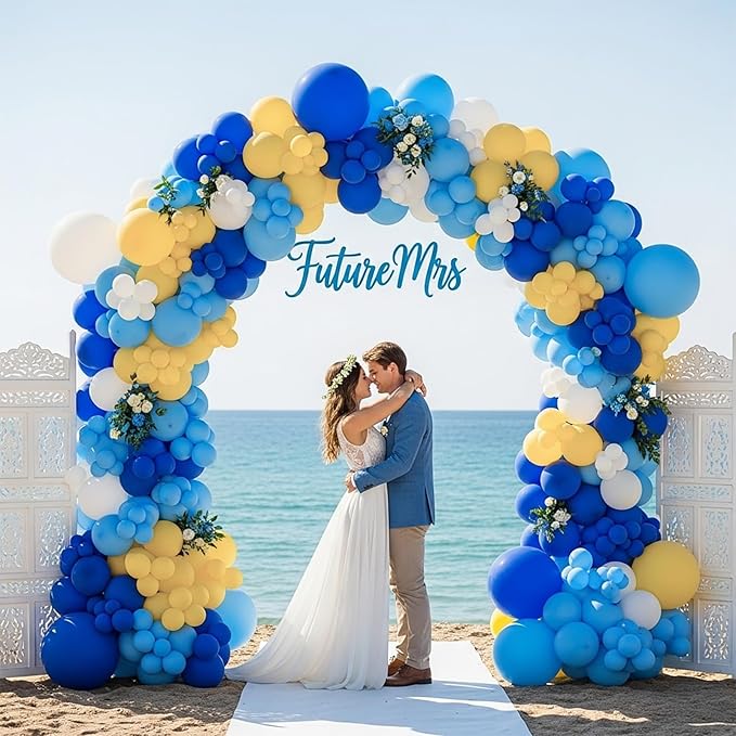 she found her main squeeze bridal shower with Royal Blue Yellow White Balloon Garland Arch Kit Lemon Foil Balloons for Summer amalfi last toast on the coast Bachelorette Bridal Shower Decorations